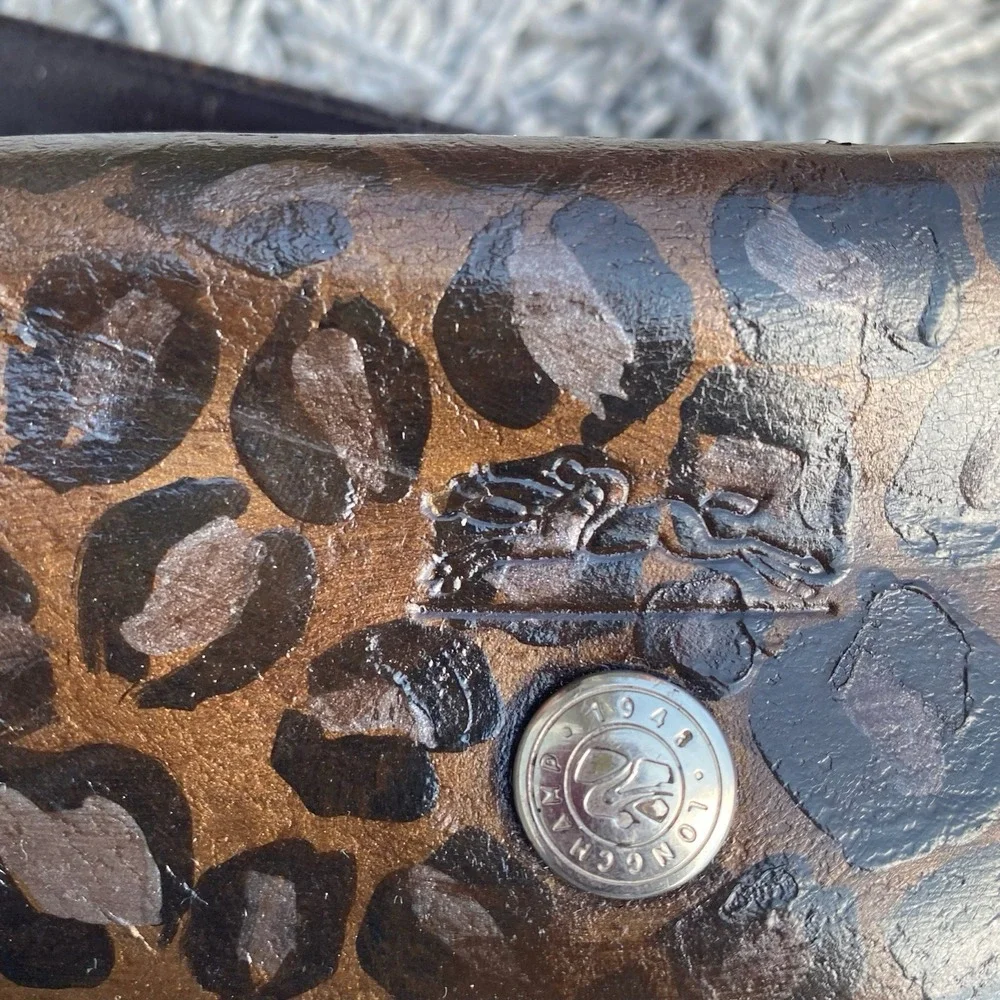 RARE Longchamp Le Pliage Waist Belt Bag‎ Fannypack Brown  Leather Unisex - Picture 2 of 12